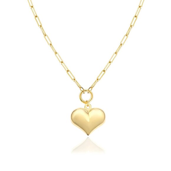 NWT Gold-Filled Puffed Heart Pendant Necklace 1.4 mm / Jewelry Atelier - Picture 4 of 13
